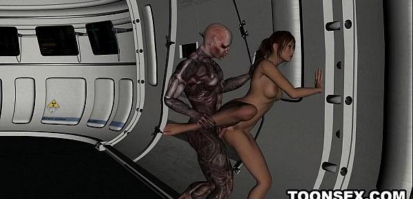  Hot 3D Babe Fingered and Fucked by an Alien